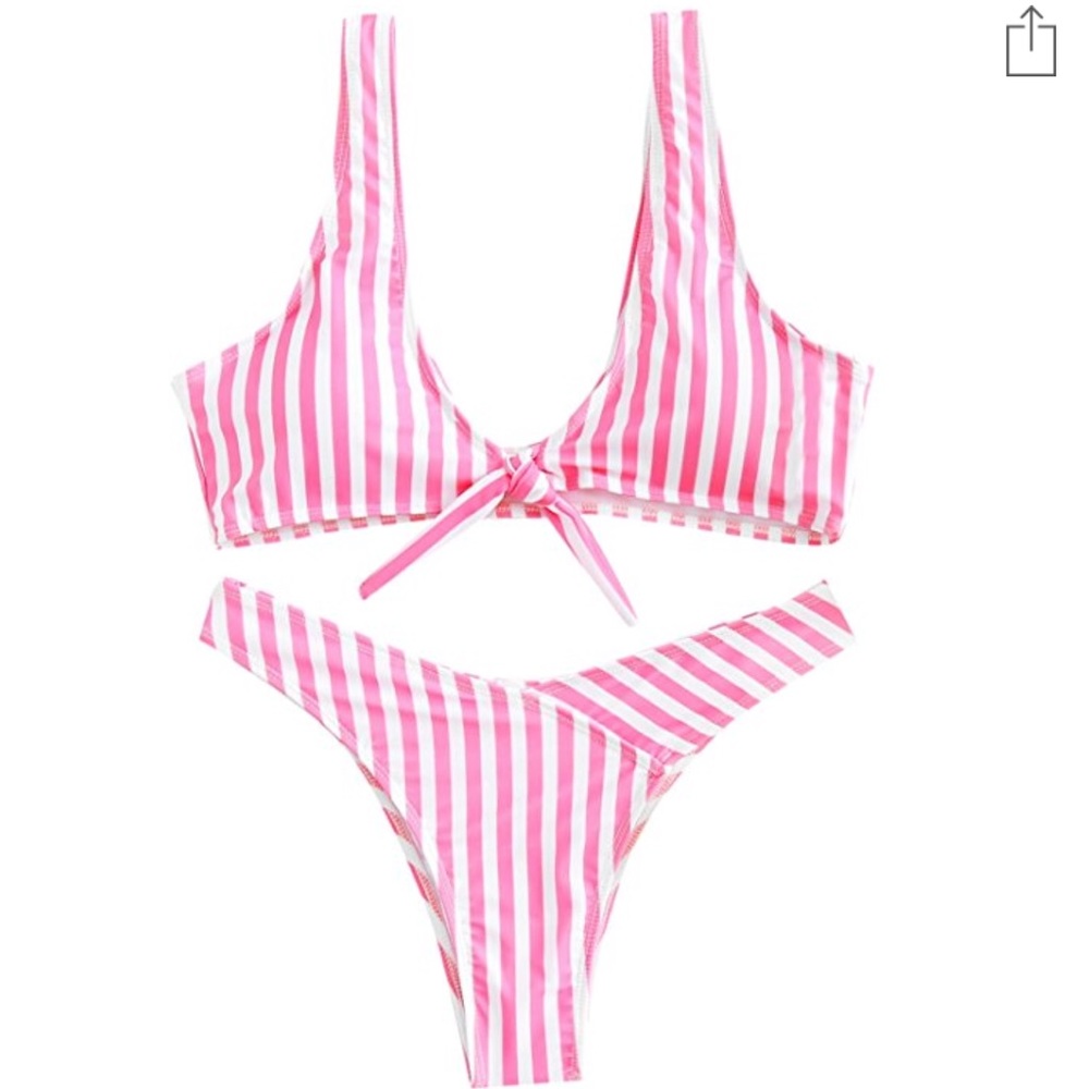 Very cute size large women’s striped pink bikini